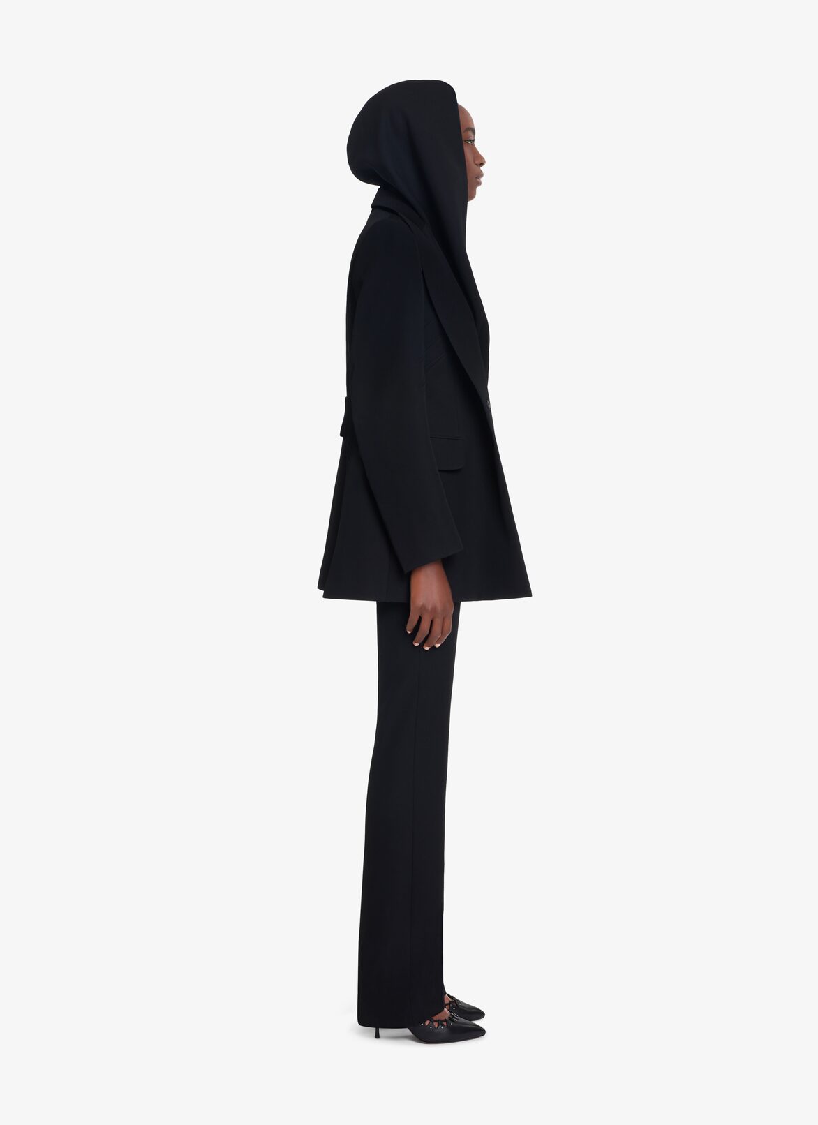 TAILORED SINGLE-BREASTED WOOL GABARDINE JACKET ALAÏA BLACK TAILORED SINGLE-BREASTED WOOL GABARDINE JACKET